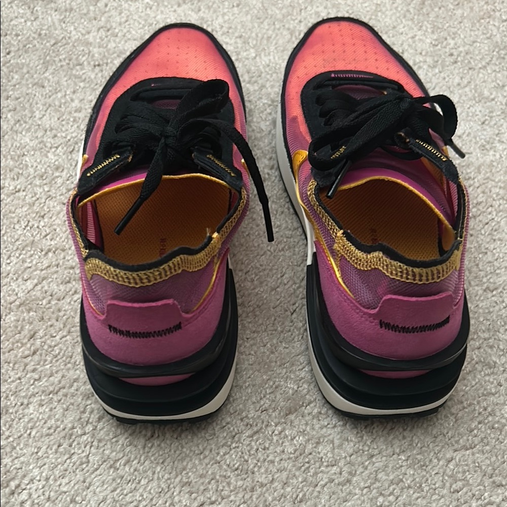 Nike Women's Pink and Yellow Runner Sneaker - Picture 3 of 4